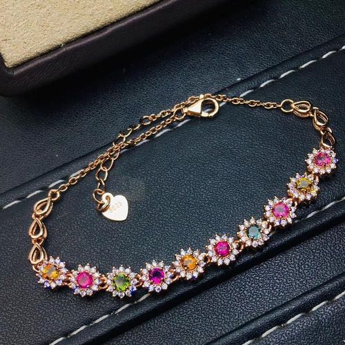 Bijoux Fins En Argent Sterling 925 Incrusté De Tourmaline Naturelle, Bracelet Tendance Pour Dames, Détection De Soutien Populaire