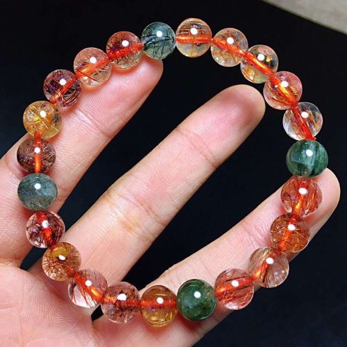 Bracelet En Cuivre Naturel Véritable Rutilé Pour Femme, Pierres Précieuses, Perles Rondes, Cristal De Quartz, Cadeau Pour Dame, 8.5mm, Aaaaa