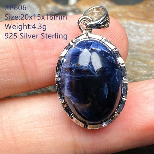 Pendentif Pietersite Bleu Naturel, Bijoux Pour Femmes Et Hommes, Pierre Énergétique De Guérison En Cristal Porte Bonheur, Perles De 20x15x8mm, Argent 925 De La Lettonie, Aaaaa