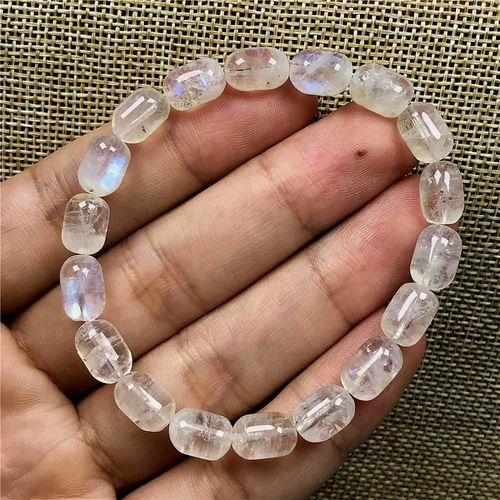 Bracelet En Pierre De Lune Bleue Véritable Pour Femme Et Homme, 10x6mm, Bijoux Extensibles En Forme De Tonneau, Perles En Cristal, Cadeau D'amour, Aaaaa