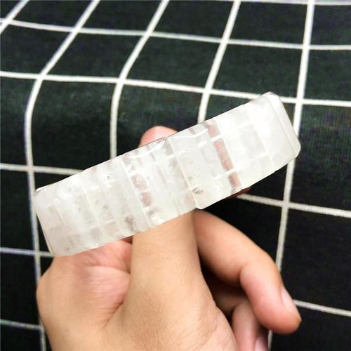 Bracelet À Quartz Fantôme Blanc Naturel Pour Homme Et Femme, Top De 18mm, Perles Rectangulaires En Cristal, Pierres Précieuses Brésiliennes Extensibles Aaaa