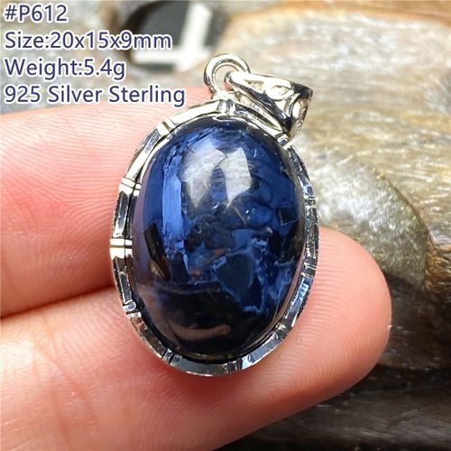Pendentif Pietersite Bleu Naturel, Bijoux Pour Femmes Et Hommes, Perles En Cristal De Guérison Porte Bonheur De 15x12x5mm, Argent 925 De La Lettonie, Pierre Énergétique Aaaaa