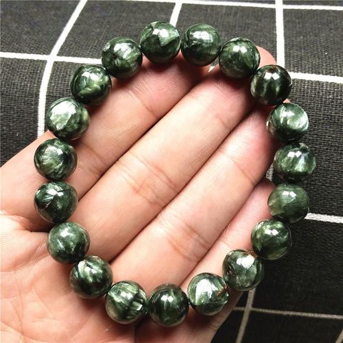 Bracelet Seraphinite Vert Naturel Véritable Pour Femmes Et Hommes, Perles Rondes En Cristal Extensible, Cadeau D'amour, Bijoux À La Mode, 10mm, Aaaaa