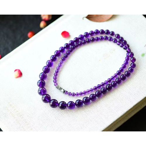 Collier De Perles Rondes En Quartz Naturel Pour Femmes, Améthyste Violette, Cristal Brésilien, Pierres Transparentes, 6 À 11mm, Reiki, Bijoux De 20 Pouces, Aaaaa