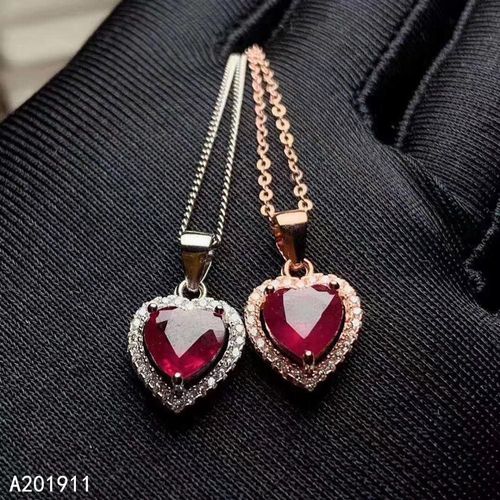 Collier Avec Pendentif En Argent Sterling 925 Incrusté De Rubis Naturel Pour Femme, Bijoux Fins, Luxueux, Détection, Tendance