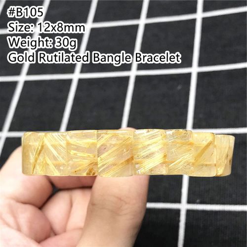 Bracelet En Quartz Rutilé Pour Hommes Et Femmes, Bijoux En Or Naturel, Cristal De Richesse, Titane, Pierres Précieuses, Cadeau, Perles Extensibles De 12x8mm