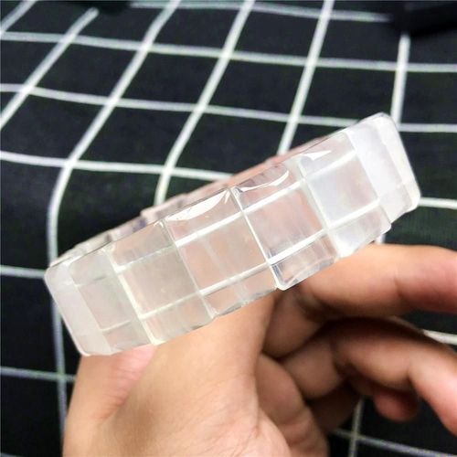 Bracelet À Quartz Fantôme Blanc Naturel Pour Femme Et Homme, Perles Rectangulaires En Cristal 18x11mm, Pierres Précieuses Brésiliennes Extensibles Aaaa