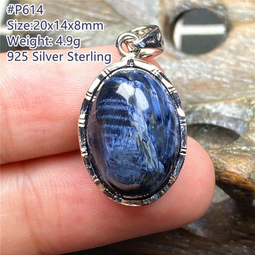 Pendentif Pietersite Bleu Naturel, Bijoux Pour Femmes Et Hommes, Pierre Énergétique De Guérison En Cristal Porte Bonheur, Perles De 20x14x8mm, Argent 925 De La Lettonie, Aaaaa