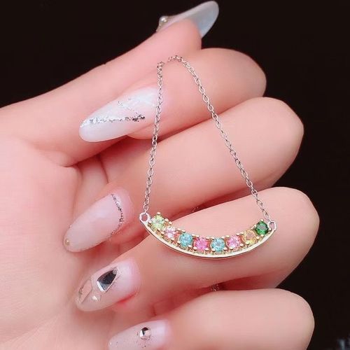 Bijoux Fins En Argent Sterling 925 Incrusté De Tourmaline Naturelle, Pendentif De Gemme Ronde Fraîche Populaire Pour Femmes, Chaîne De Collier Supp