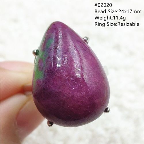 Bague Ajustable En Forme De Goutte D'eau Pour Homme Et Femme, En Argent 925, Couleur Rouge, Vert, Cristal Naturel, Rubis, Zoisite, Aaaaa