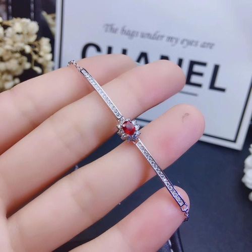 Bracelet En Argent Sterling 925 Incrusté De Rubis Naturel Pour Femme, Bijou De Boutique, Beau Support De Détection