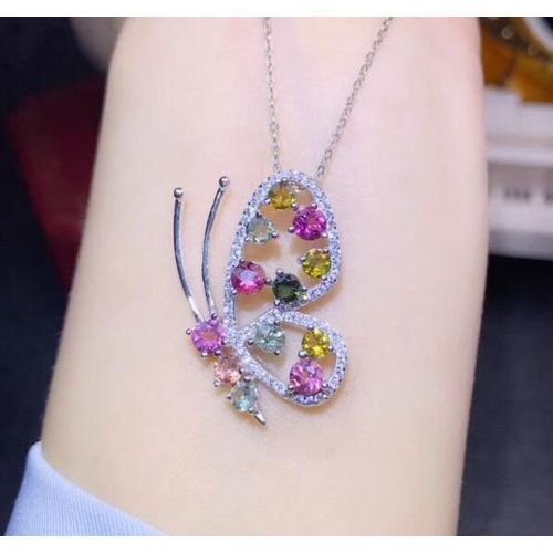 Bijoux En Argent Sterling 925 Incrustés De Tourmaline Naturelle, Pendentif De Luxe Pour Femmes, Test De Support De Collier