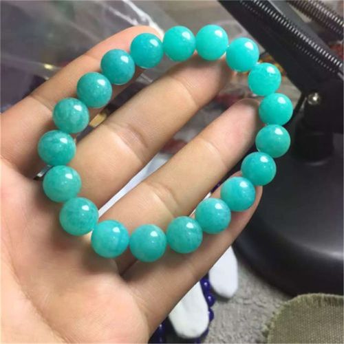 Bracelet En Amazonite Naturelle Du Maroc Pour Femmes, Perles Rondes Extensibles En Cristal, 10mm, Aaa, Livraison Directe
