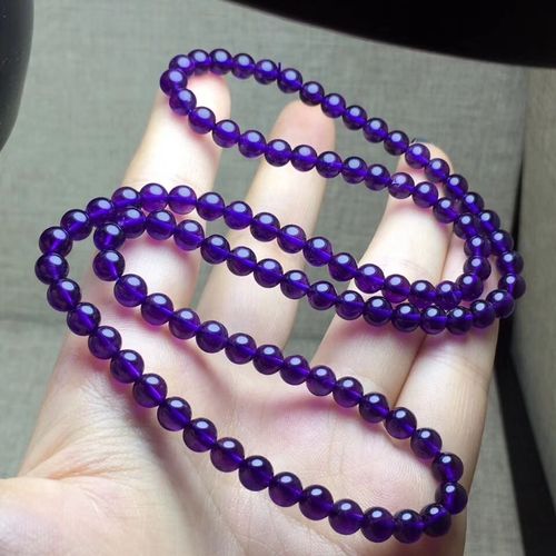 Bracelet En Améthyste Naturelle Véritable Pour Femme, Quartz Violet, 3 Tours, Perles Rondes, Cristal Extensible, 6mm, Cadeau D'anniversaire, Aaaaa