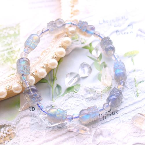 Bracelet En Cristal Labradorite Bleu Clair Naturel, Perles Sculptées, 10x8mm, Collier Pour Femmes, Pierre De Lune Grise, Aaaaa