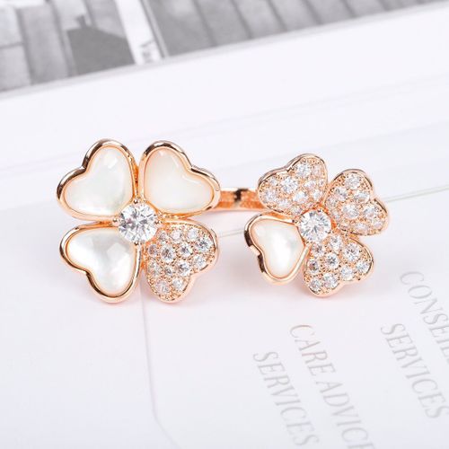 Bagues En Argent Pur Pour Femmes, Marque Célèbre, Bijoux De Fête, Couleur Or Rose, 4 Feuilles, C¿Urs, Fleurs, Meilleure Vente En Europe