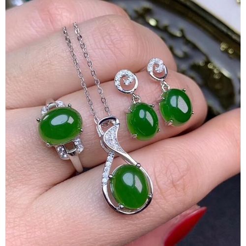 Bijoux De Luxe En Argent Sterling 925 Incrusté De Jaspe Naturel Pour Femmes, Collier, Pendentif, Bague, Boucles D'oreilles, Boutique