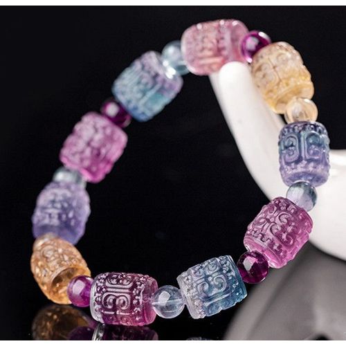 Bracelet En Fluorite De Quartz Naturelle Et Naturelle, Perles Sculptées Dans Un Baril Transparent, Bijoux Rares Pour Femmes Et Hommes, Amour Aaaaa, 11x10mm