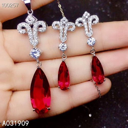 Bijoux Boutique En Argent Sterling 925 Incrusté De Corindon Rouge, Pendentif Boucle D'oreille, Costume Exquis À La Mode