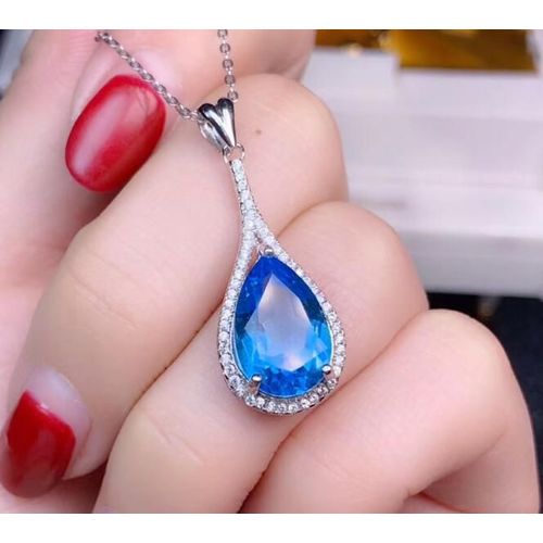 Bijoux Boutique En Argent Sterling 925 Incrusté De Topaze Naturelle, Ensemble Pendentif Pour Collier Féminin, Détection De Support