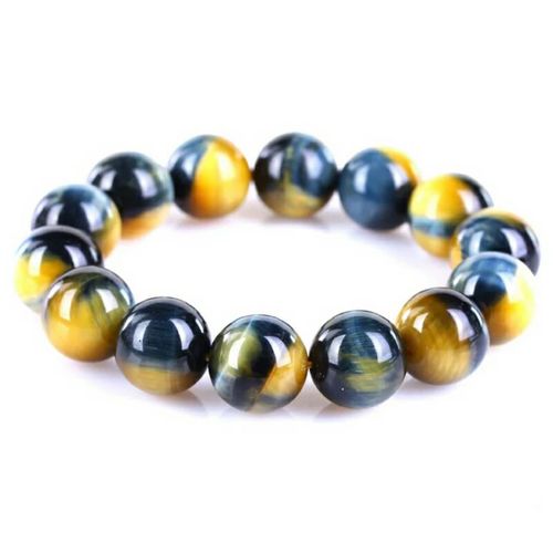 Bracelet En ¿Il De Tigre Naturel En Or Bleu Pour Femmes Et Hommes, Perles Rondes De 16/14mm, Cristal, Qualité Supérieure, Livraison Directe Aaaaa