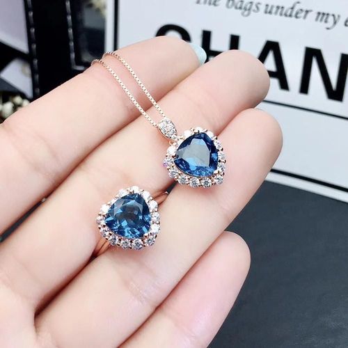 Bague En Topaze Bleue Naturelle Incrustée En Argent Sterling 925, Pendentif, Détection Populaire