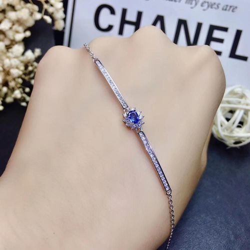 Bracelet En Argent Sterling 925 Incrusté De Saphir Naturel Pour Femme, Bijoux Boutique, Détection De Support