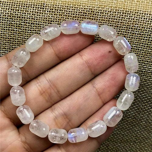 10x6mm Véritable Naturel Bleu Clair Pierre De Lune Bracelet Pour Femme Dame Homme Amour Cristal Baril Perles Pierre Stretch Bijoux Aaaaa