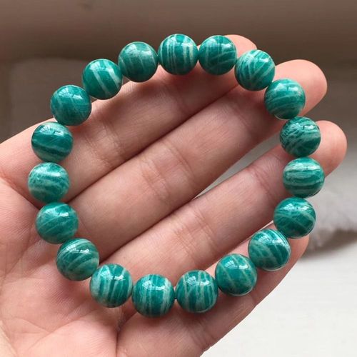 Bracelet En Amazonite Verte Naturelle Véritable Pour Femmes Russes, Pierres Précieuses Extensibles Rares De 8mm, Perles Rondes En Cristal Aaaaaa