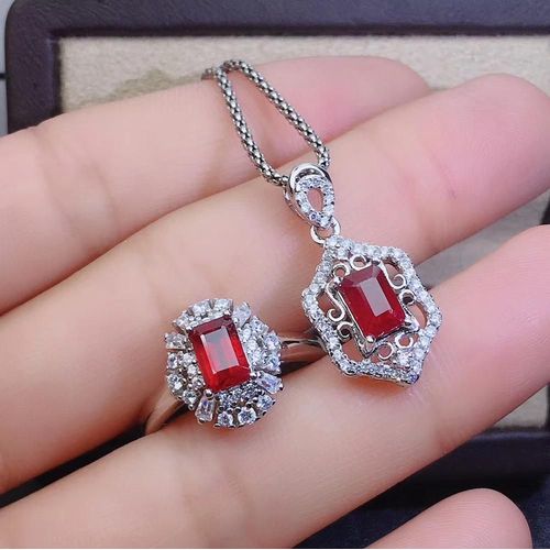 Bague En Argent Sterling 925 Incrustée De Pierres Précieuses Rubis Naturelles, Pendentif, Costume De Support, Détection Exquise