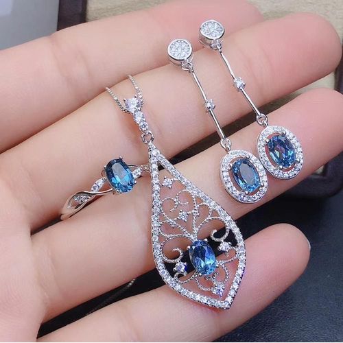 Collier En Argent Sterling 925 Incrusté De Topaze Naturelle, Bague, Boucle D'oreille, Costume Noble, Détection De Support