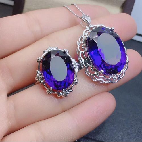 Collier Et Bague En Argent Sterling 925 Pour Femmes, Bijoux Fins, Incrustés D'améthyste, Pendentif Classique, Costume Exquis