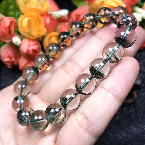 Bracelet À Quartz Fantôme Vert Naturel Pour Femmes Et Hommes, Perles Rondes En Cristal, Pierres Précieuses Reiki, Brins De Bijoux, Cadeau, 11mm, Aaaaa