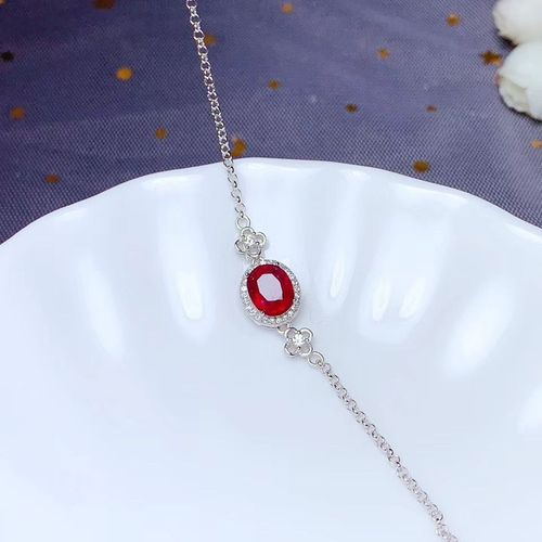 Bracelet En Argent Sterling 925 Incrusté De Rubis Naturel Pour Femme, Bijoux Boutique, Support De Détection Noble