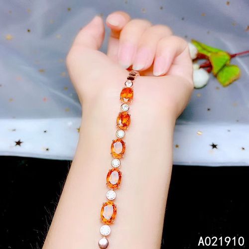 Bracelet En Argent Sterling 925 Incrusté De Citrine Naturelle Pour Femme, Bijoux Fins, Support De Détection, À La Mode, Boutique