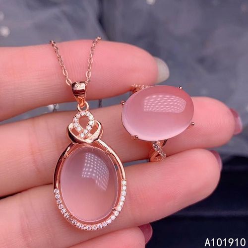 Bague En Quartz Rose Naturel Incrusté En Argent Sterling 925, Collier, Costume, Support, Détection Populaire