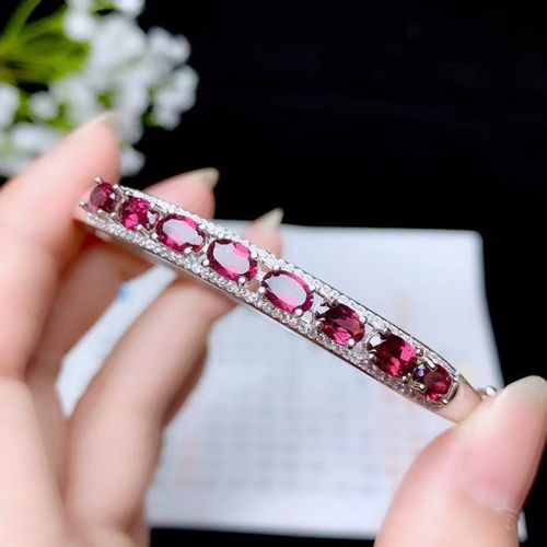 Bracelet En Argent Sterling 925 Incrusté De Grenat Naturel Pour Femme, Bijoux Boutique, Support De Détection, Classique Populaire