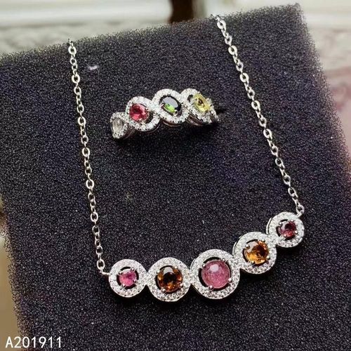 Bague Pendentif Tourmaline Naturelle Incrustée En Argent Sterling 925, Luxueux, Pour Femmes