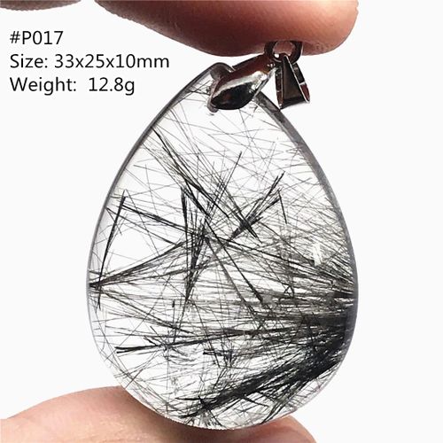 Pendentif En Quartz Rutilé Noir Naturel 100%, Bijoux Pour Femmes Et Hommes, Pierre De Guérison De La Richesse, Perles En Cristal Clair, Pierre Précieuse En Argent Aaaaa