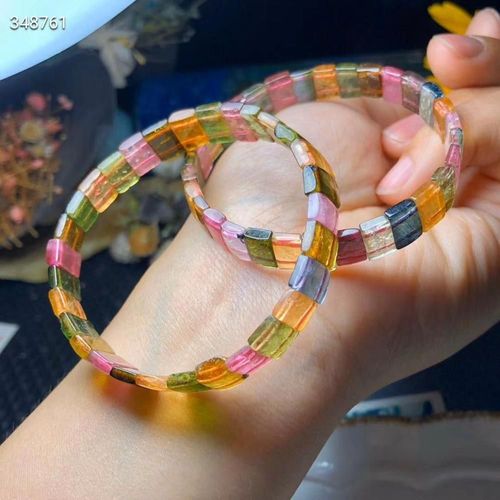 Bracelet En Tourmaline Naturelle Véritable Colorée, Perles Rectangulaires Claires De 9mm, Rares Pour Femmes Et Hommes, Cristal Extensible, À La Mode Aaaaa