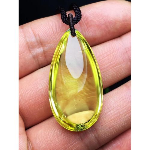 Pendentif Goutte D'eau En Quartz Citrine Jaune Naturel, 38x20x14mm, Pierre Précieuse Pour Femmes Et Hommes, Collier De Perles De Richesse À La Mode, Aaaaa