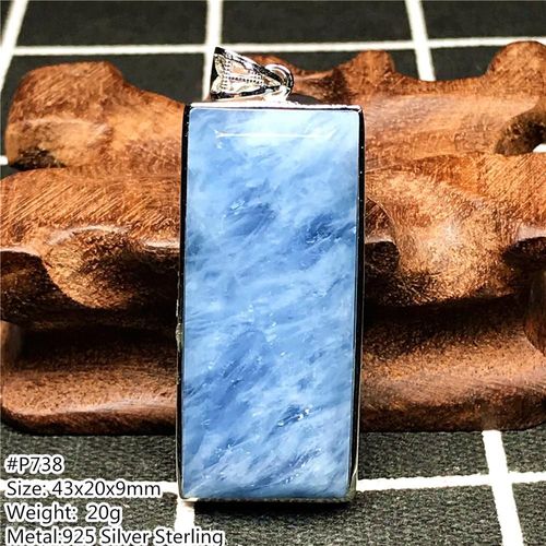 Pendentif En Aigue Marine Bleu Océan Pour Femme Et Homme, En Argent Sterling 925, Perles En Cristal, Rectangle, Bijoux En Pierres Précieuses Aaaaa