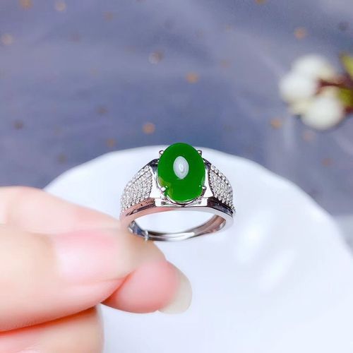 Bague En Jaspe Hetian Naturel Pour Femmes Et Hommes, Cadeau En Cristal 10x8mm, Perles En Argent, Pierre Précieuse Verte, Bague Réglable, Bijoux Aaaaa