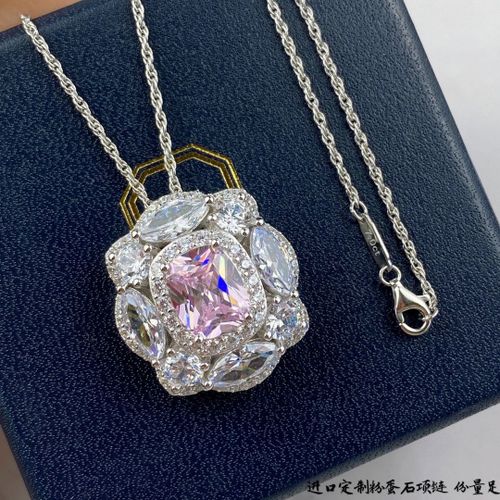 Bijoux De Marque En Argent Sterling 925 Pur Pour Femmes, Collier Carré En Diamant Rose Pour Mariage, Pendentif Carré En Argent 925
