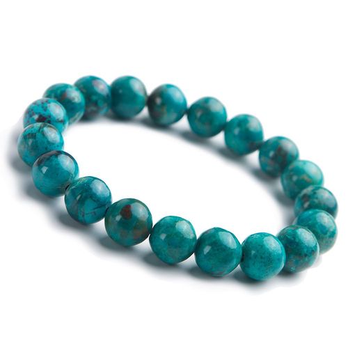 Bracelet En Malachite Chrysocolla Verte Naturelle, Perles Rondes De 10mm, Pour Hommes Et Femmes, Extensible, Cristal Reiki, Aaaaa