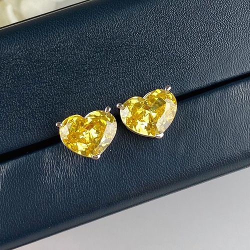 Ensemble De Bijoux En Argent Sterling 2020 Pur Pour Femmes, Bijoux De Mariage, Collier, Boucles D'oreilles, C¿Ur Jaune, Tendance 925