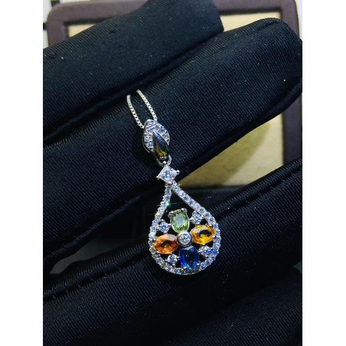 Bijoux Fins Incrustés En Argent Sterling 925, Saphir De Couleur Naturelle, Collier Pendentif Classique Pour Femmes, Test Noble