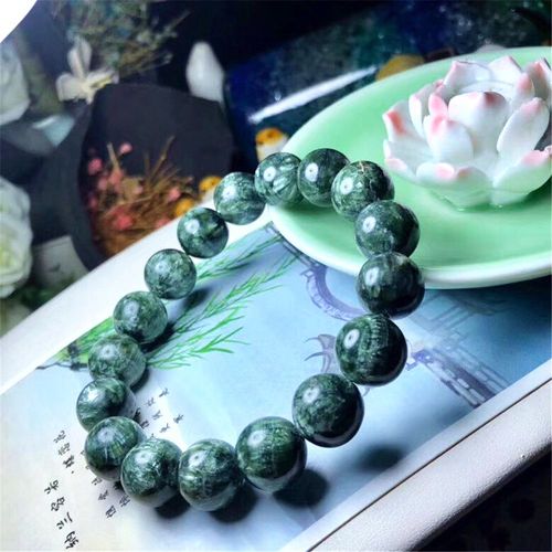 Bracelet Seraphinite Vert Naturel Pour Femme Et Homme, Perles Rondes En Cristal, Top 12mm, Bijoux Extensibles, Aaaaa
