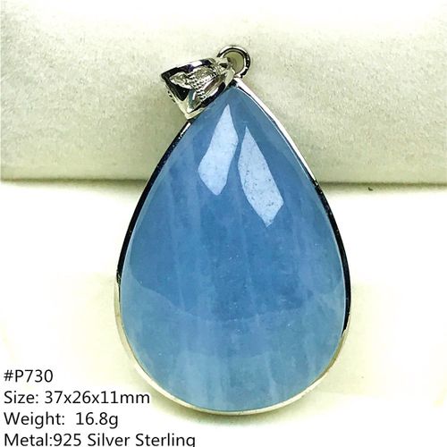 Pendentif Aigue Marine Bleu Océan Naturel, Bijoux Pour Femmes Et Hommes, Perles De Guérison En Cristal, Porte Bonheur, Pierre En Argent Sterling 925 Aaaaa