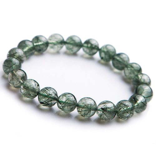 Bracelet En Quartz Rutilé Vert Naturel 100%, Perles Rondes Claires, Cristal De Quartz Rutilé Pour Femmes, 7mm 8mm 9mm 10mm Aaaaa
